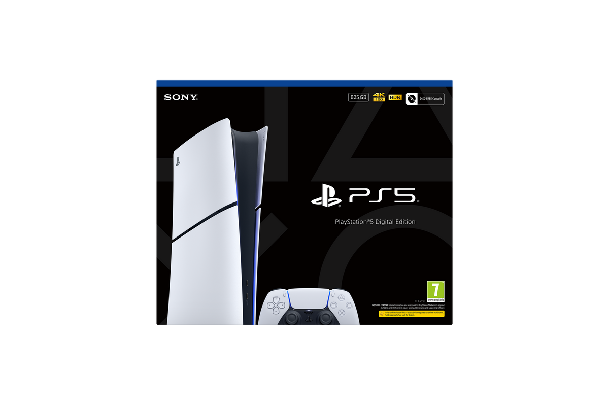 PS5 Digital Edition 825GB console — no disc drive